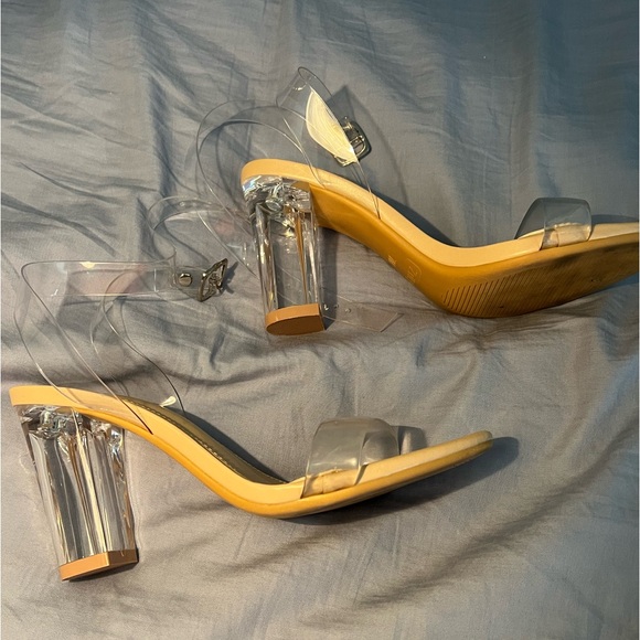 ZriEy Women's Clear Heels Chunky Block Mid High Heeled Sandals size 7. - Picture 3 of 7
